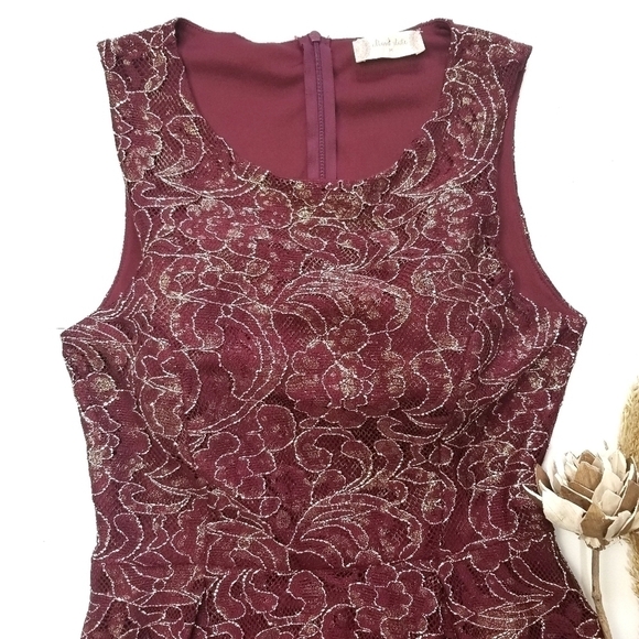 Altar'd State Red Gold Lace Embroider Dress Med - Picture 2 of 8